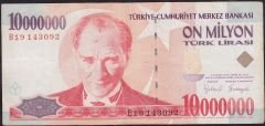 7.Emisyon 10 000 000 Lira B19 143092 Çok Temiz