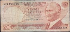 6.EMİSYON 2.TERTİP 20 LİRA C31 065336 ÇOK TEMİZ