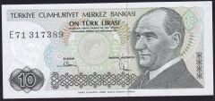 7.Emisyon 2.Tertip 10 Lira E71 317389 Çilaltı