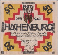 Almanya 50 Pfennig Notgeld 1921 Çil Filigranlı