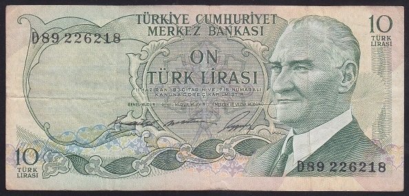 6.EMİSYON 1.TERTİP 10 LİRA D89 226218 ÇOK TEMİZ değerli eski paralar