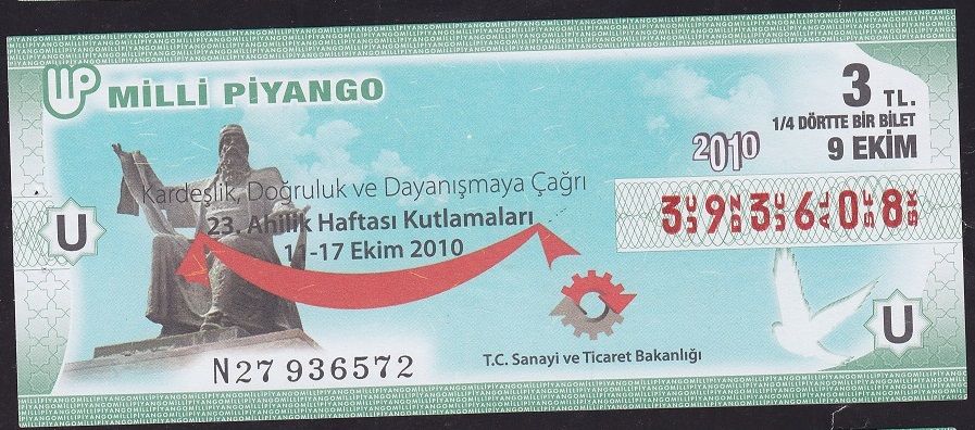 2010 9 Ekim Çeyrek Bilet - U Serisi