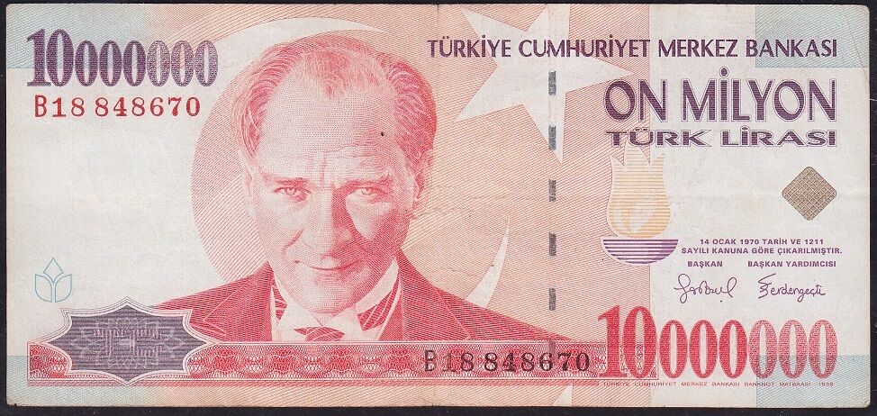 7.Emisyon 10 000 000 Lira B18 848670 Çok Temiz