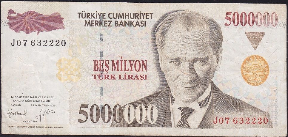 7.Emisyon 5 000 000 Lira J07 632220 Çok Temiz