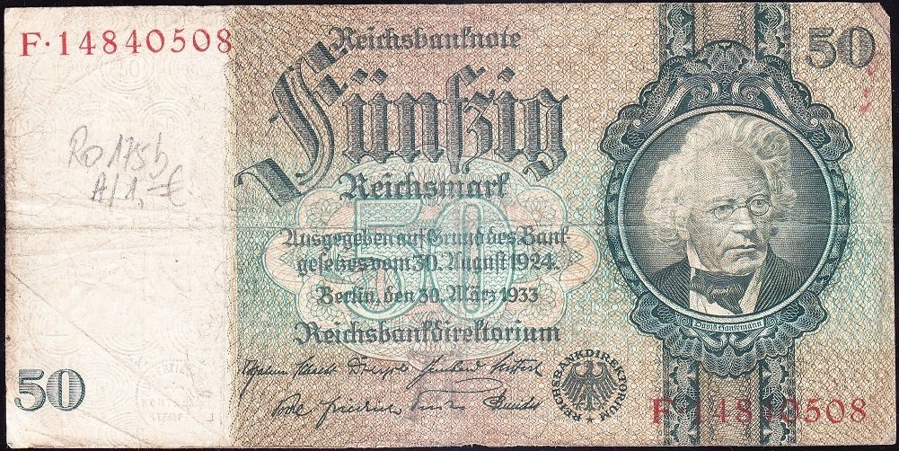 Almanya 50 Mark 1933 Temiz + 8 Rakamlı ( R175bA )