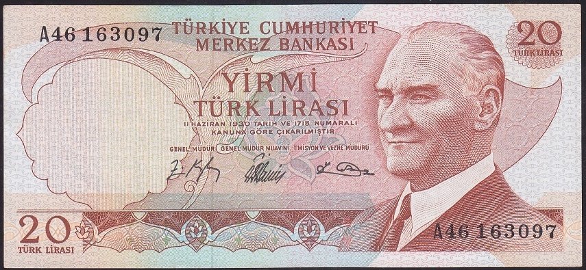 6.EMİSYON 1.TERTİP 20 LİRA A46 163097 ÇÇT +