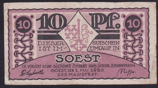 ALMANYA 10 PFENNİNG NOTGELD 1920 ÇOK TEMİZ