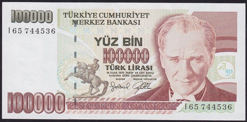 7.Emisyon 3.Tertip 100000 Lira I65 744536 Çilaltı Çil