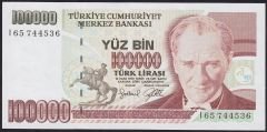 7.Emisyon 3.Tertip 100000 Lira I65 744536 Çilaltı Çil