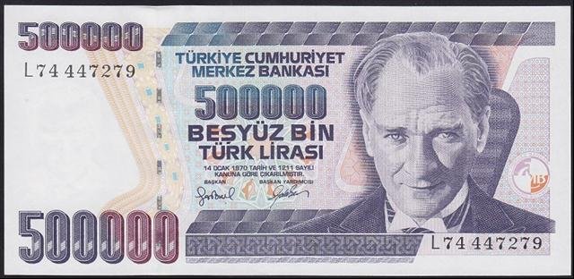 7.EMİSYON 4.TERTİP 500000 LİRA L74 447279 ÇİL