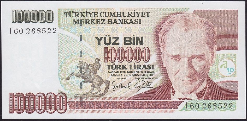 7.Emisyon 3.Tertip 100000 Lira I60 268522 Çilaltı Çil