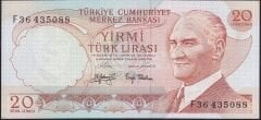 6.Emisyon 3.Tertip 20 Lira F36 435088 Çilaltı Çil
