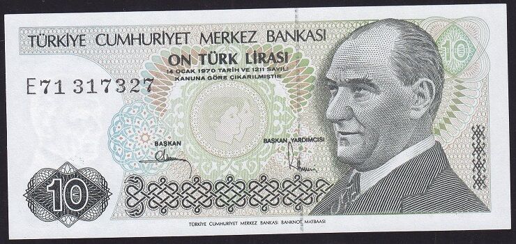 7.Emisyon 2.Tertip 10 Lira E71 317327 Çilaltı