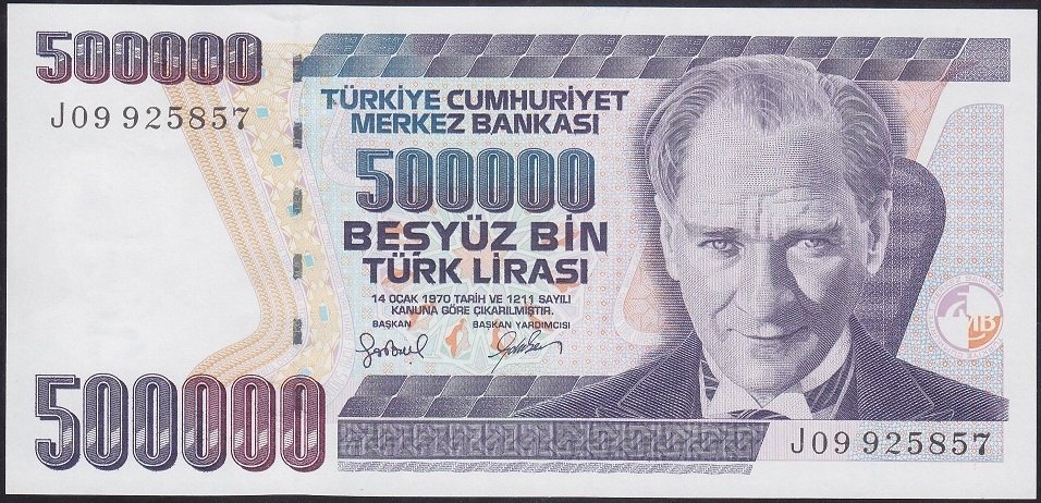 7.EMİSYON 4.TERTİP 500000 LİRA J09 925857 ÇİLALTI ÇİL