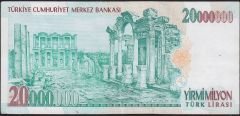 7.Emisyon 20 000 000 Lira K66 368201 Çok Temiz+