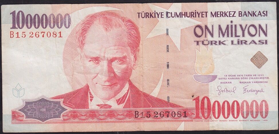 7.Emisyon 10 000 000 Lira B15 267081 Çok Temiz