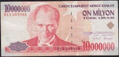 7.Emisyon 10 000 000 Lira B15 267081 Çok Temiz