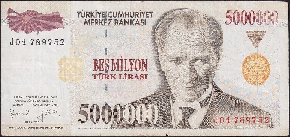7.Emisyon 5 000 000 Lira J04 789752 Çok Temiz