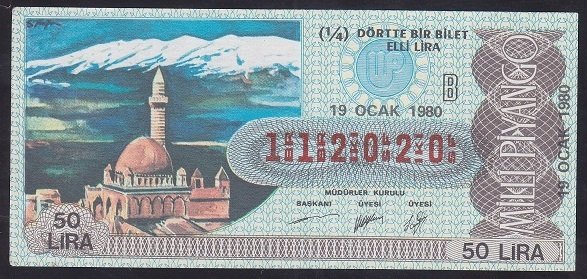 1980 19 OCAK ÇEYREK BİLET - B SERİSİ -112020