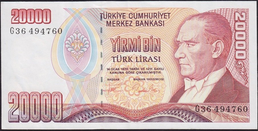 7.Emisyon 2.Tertip 20000 Lira G36 494760 Çok Çok Temiz