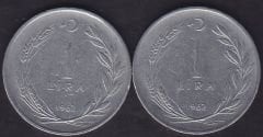 1962 Yılı 1 Lira (Ters Düz Takım)