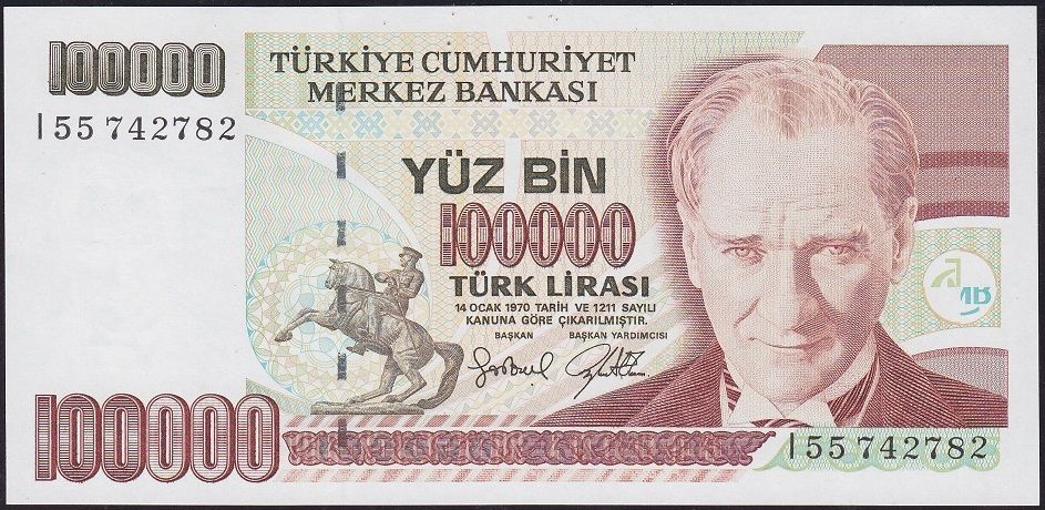 7.Emisyon 3.Tertip 100000 Lira I55 742782 Çil
