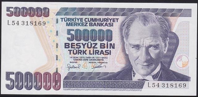 7.EMİSYON 4.TERTİP 500000 LİRA L54 318169 ÇİLALTI