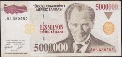7.Emisyon 5 000 000 Lira J03 680585 Çok Temiz+