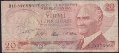 6.EMİSYON 1.TERTİP 20 LİRA B18 376889 İYİ