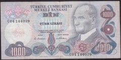 6.EMİSYON 1.TERTİP 1000 LİRA C04 144029 ÇOK TEMİZ  eski kağıt para fiyatları
