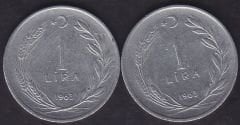 1963 Yılı 1 Lira (Ters Düz Takım)