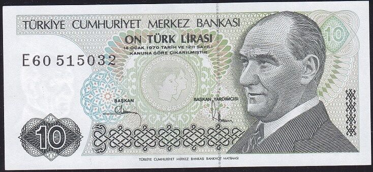 7.Emisyon 2.Tertip 10 Lira E60 515032 Çilaltı Çil