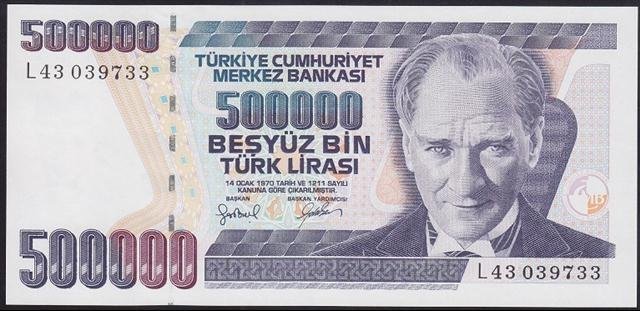 7.EMİSYON 4.TERTİP 500000 LİRA L43 039733 ÇİL
