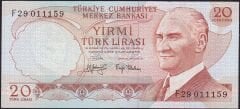 6.Emisyon 3.Tertip 20 Lira F29 011159 Çok Çok Temiz+