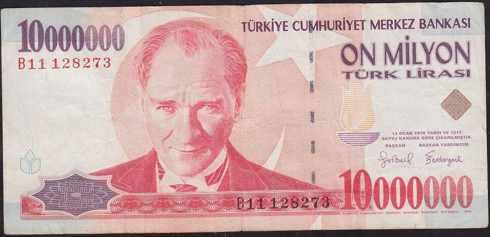 7.Emisyon 10 000 000 Lira B11 128273 Çok Temiz