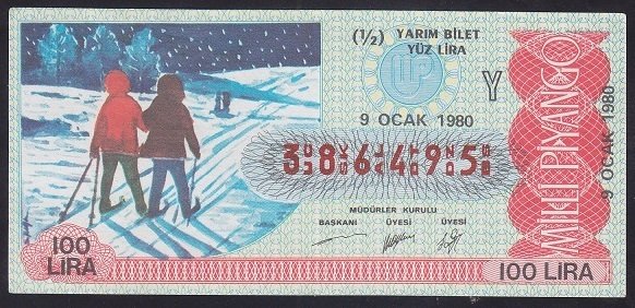 1980 9 OCAK YARIM BİLET - Y SERİSİ