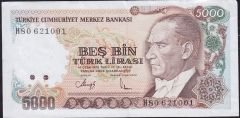 7.Emisyon 4.Tertip 5000 Lira H80 621001 Çilaltı ( Kat yok Balya izleri var 9