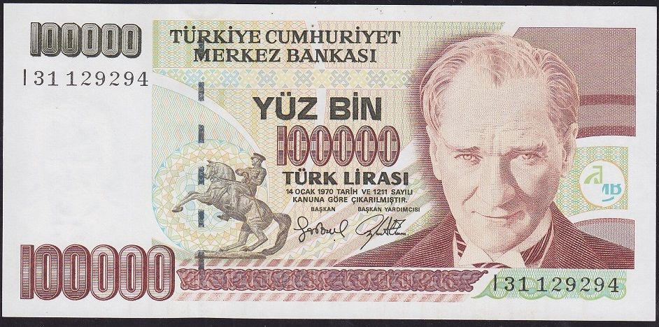 7.Emisyon 3.Tertip 100000 Lira I31 129294 Çil