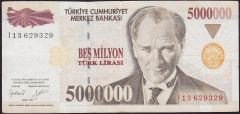 7.Emisyon 5 000 000 Lira I13 629329 Çok Temiz+