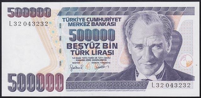 7.EMİSYON 4.TERTİP 500000 LİRA L32 043232 ÇİL