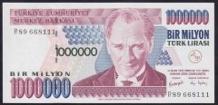 7.EMİSYON 3.TERTİP 1 000 000 LİRA R89 668111 ÇİL