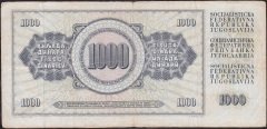 Yugoslavya 1000 Dinar 1974 Temiz +