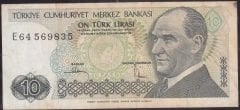 7.Emisyon 2.Tertip 10 Lira E64 569835 Çok Temiz