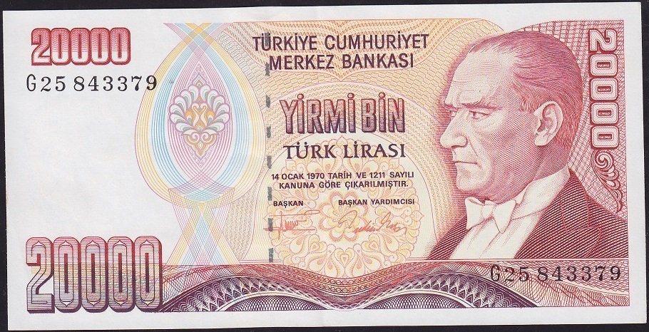 7.Emisyon 2.Tertip 20000 Lira G25 843379 Ççt Çilaltı
