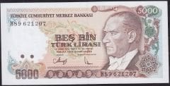 7.Emisyon 4.Tertip 5000 Lira H89 621207 Çil