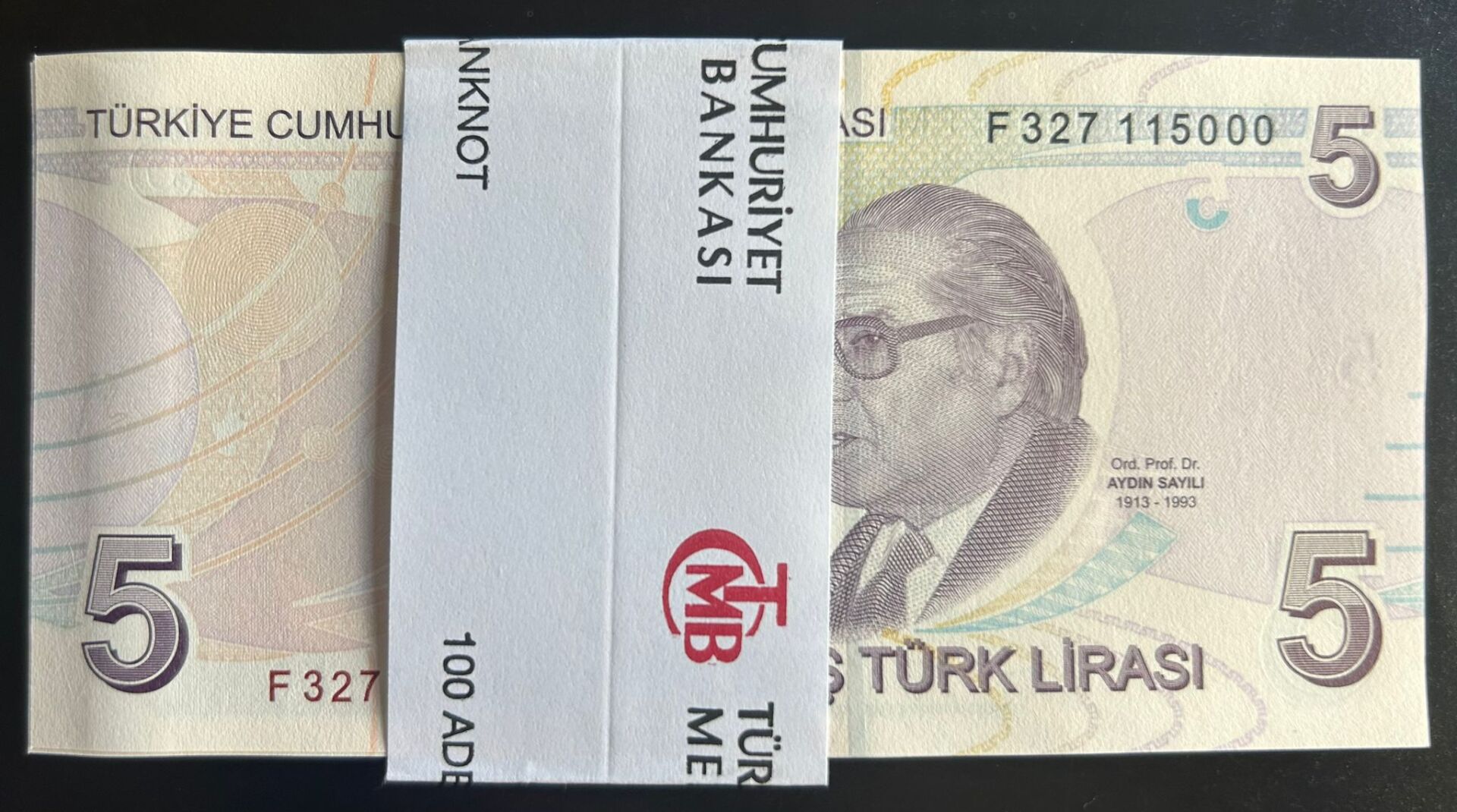 9.Emisyon 6.Tertip 5 Lira F327 114901 - 115000 Çil Deste Açıklamayı Okuyunuz