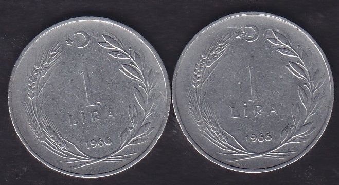 1966 Yılı 1 Lira (Ters Düz Takım)