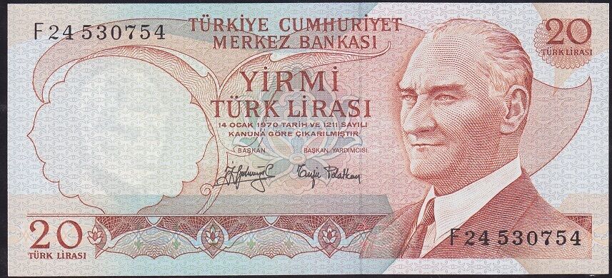 6.Emisyon 3.Tertip 20 Lira F24 530754 Çilaltı