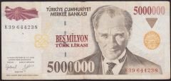 7.Emisyon 5 000 000 Lira K39 644238 Çok Temiz