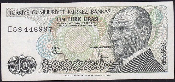 7.Emisyon 2.Tertip 10 Lira E58 448997 Çilaltı Çil